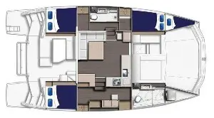 Used Power Catamaran for Sale 2016 Leopard 43 PC Layout & Accommodations Image Gallery