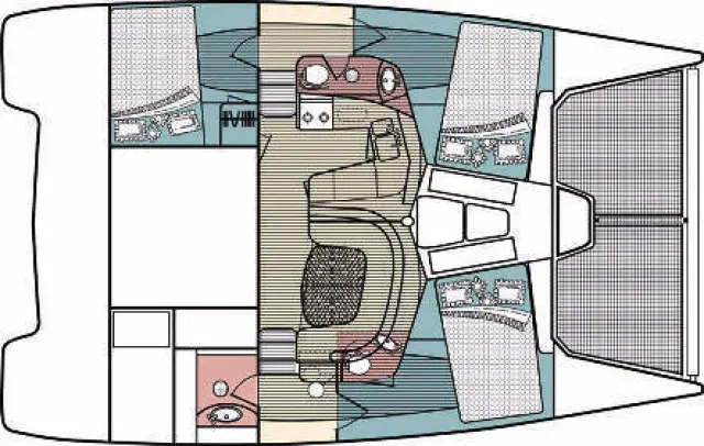 Used Sail Catamaran for Sale 1999 Leopard 3800 Layout & Accommodations Image Gallery